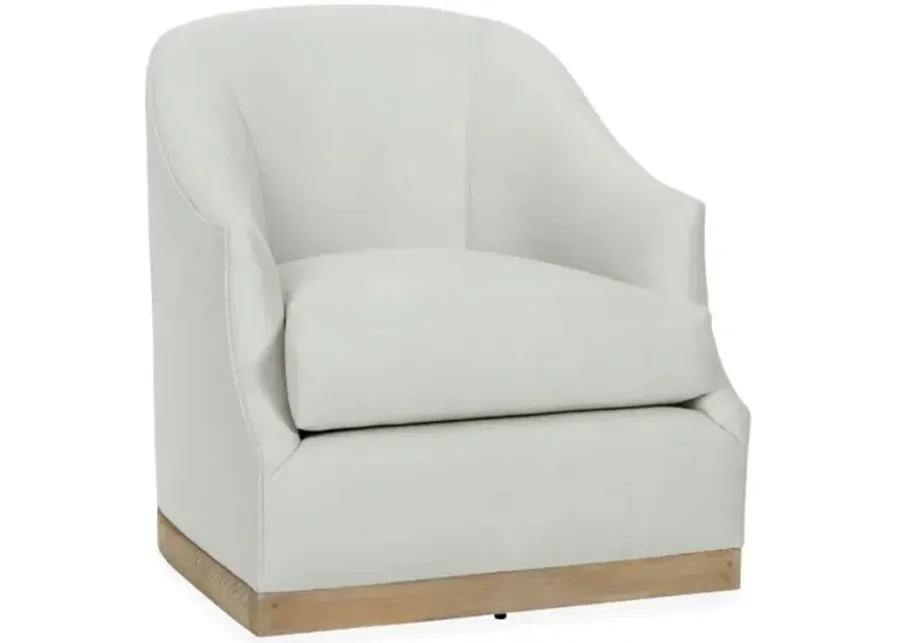 Bridget Linen Swivel Club Chair - Hancrafted in the USA