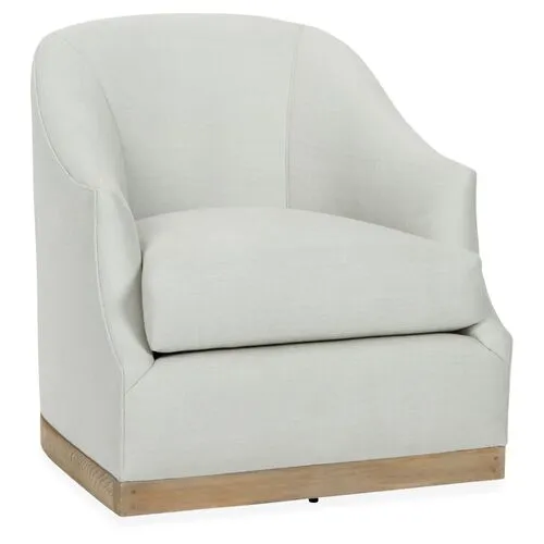 Bridget Linen Swivel Club Chair - Hancrafted in the USA