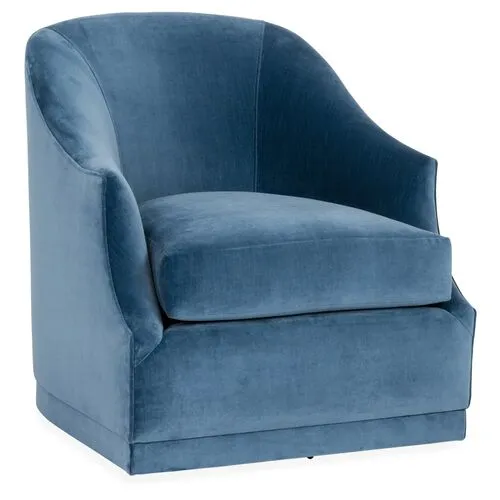 Bridget Velvet Swivel Club Chair - Hancrafted in the USA