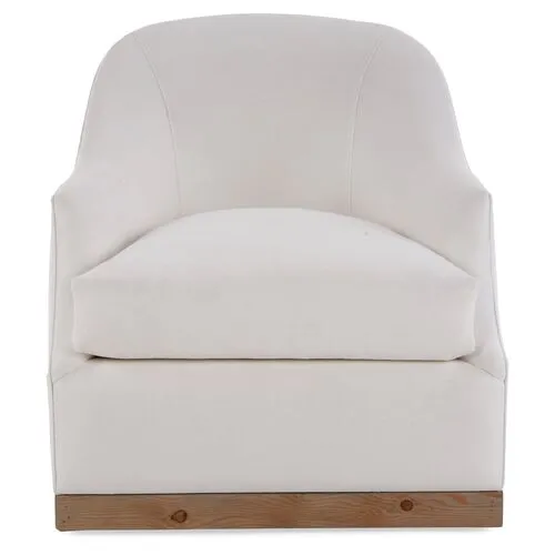 Bridget Linen Swivel Club Chair - Hancrafted in the USA