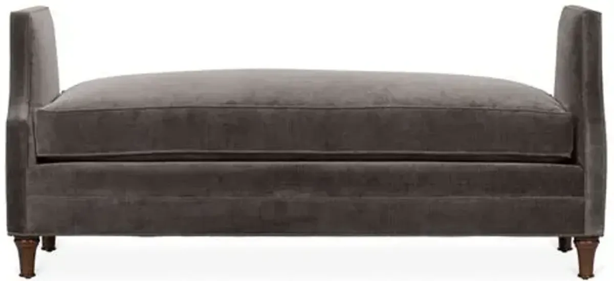 Dumont Upholstered Velvet Bench - Handcrafted in the USA - Gray