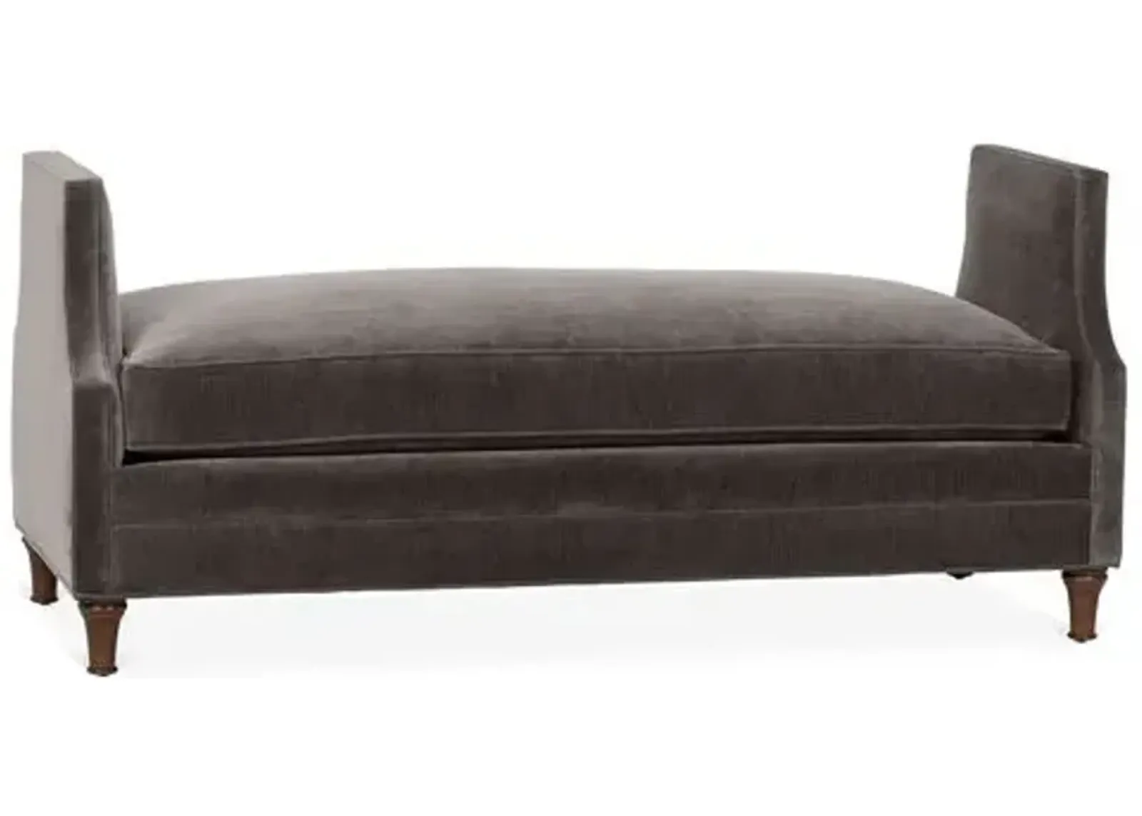 Dumont Velvet Bench - Handcrafted in the USA - Gray