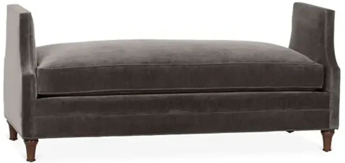 Dumont Velvet Bench - Handcrafted in the USA - Gray