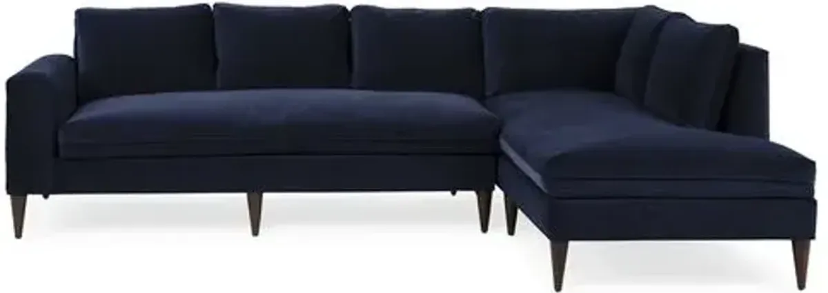 Upton Velvet RF Sectional - Handcrafted - Blue