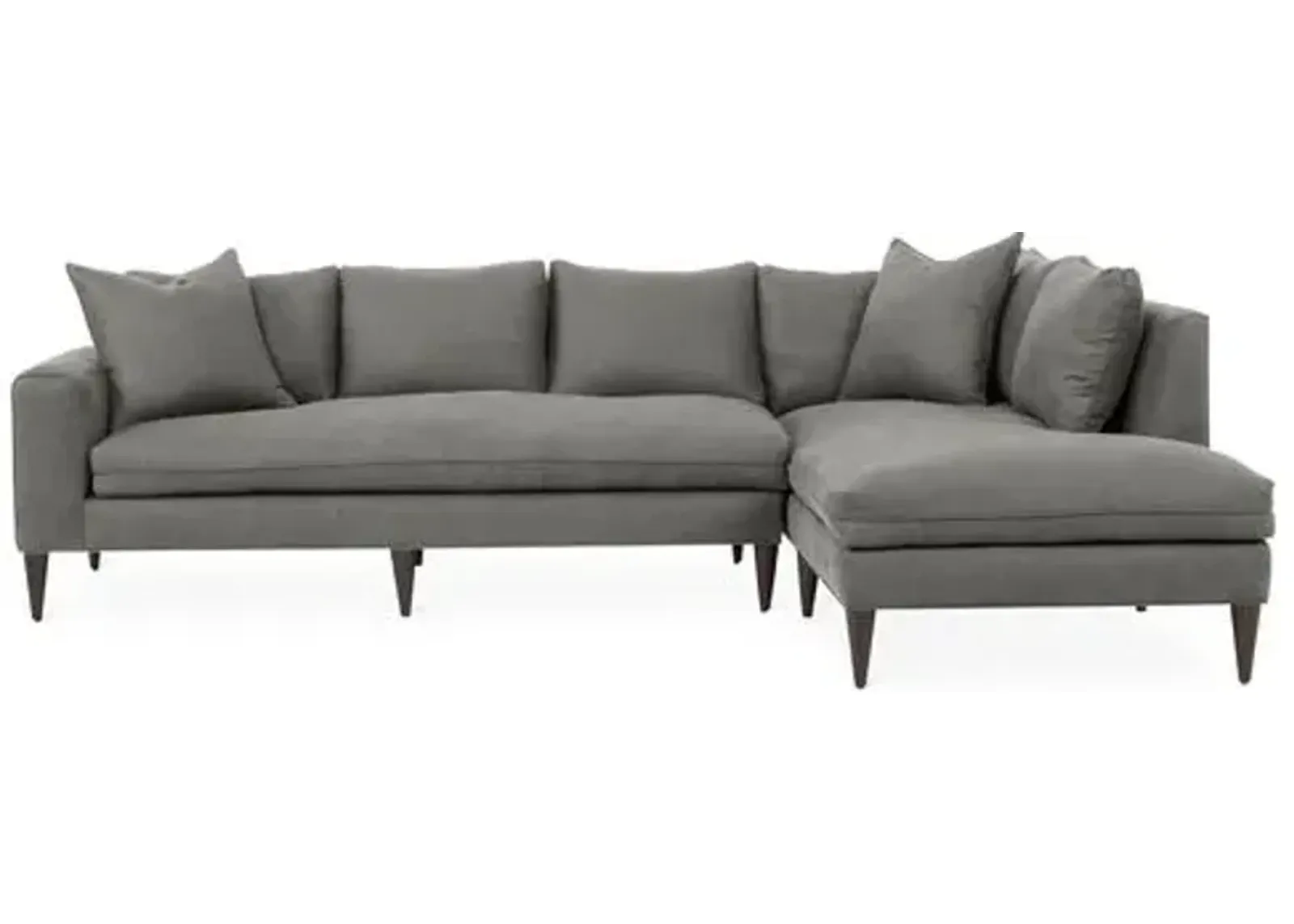 Upton Linen Right-Facing Sectional - Handcrafted - Gray