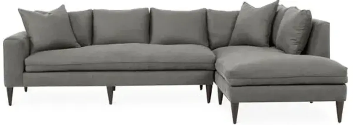 Upton Linen Right-Facing Sectional - Handcrafted - Gray