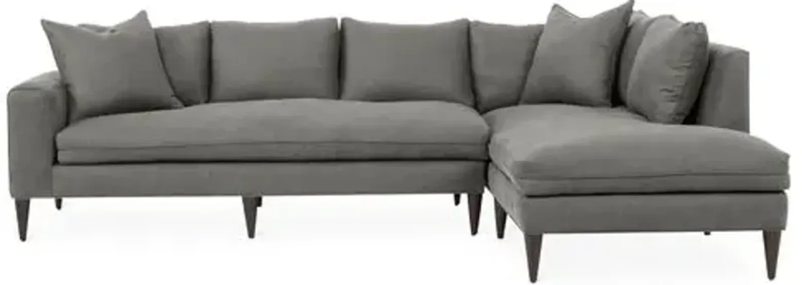 Upton Linen Right-Facing Sectional - Handcrafted - Gray