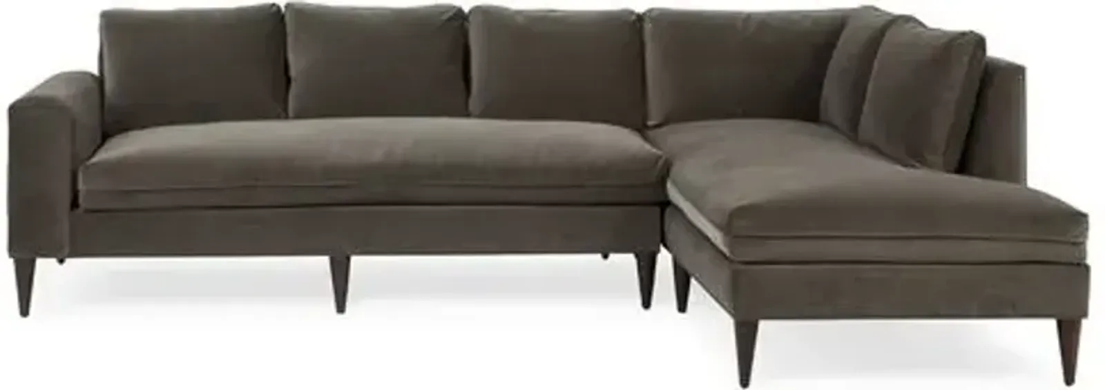 Upton Velvet RF Sectional - Handcrafted - Gray