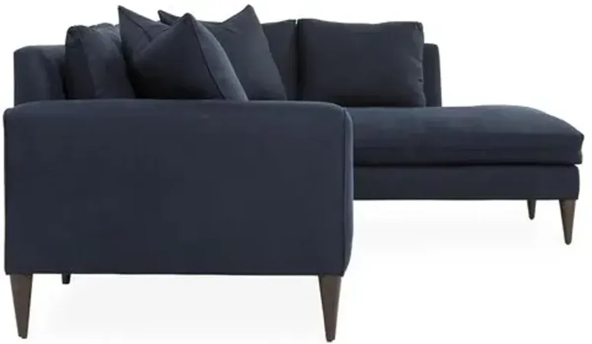 Upton Linen Right-Facing Sectional - Handcrafted - Blue