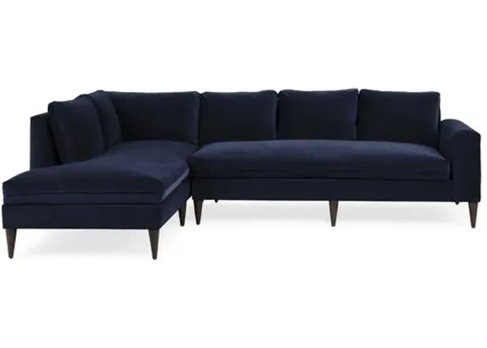 Upton Velvet LF Sectional - Handcrafted - Blue