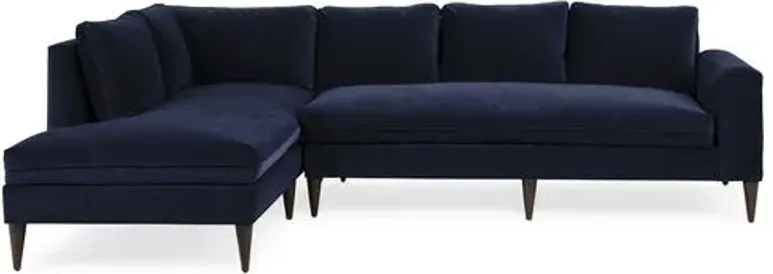 Upton Velvet LF Sectional - Handcrafted - Blue