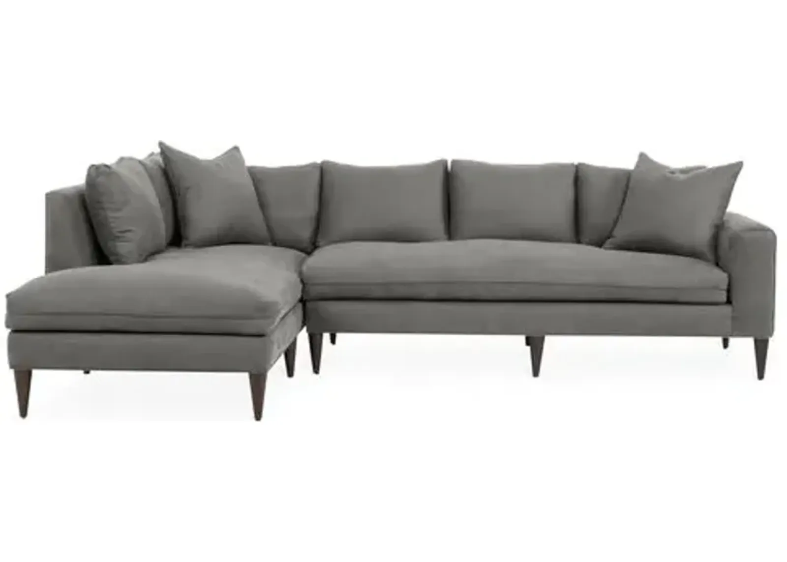 Upton Linen Left-Facing Sectional - Handcrafted - Gray