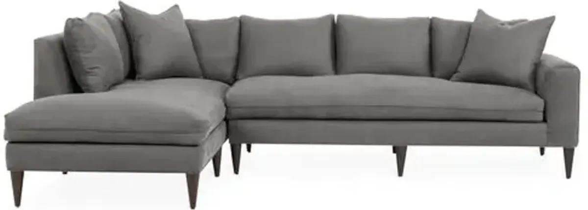 Upton Linen Left-Facing Sectional - Handcrafted - Gray