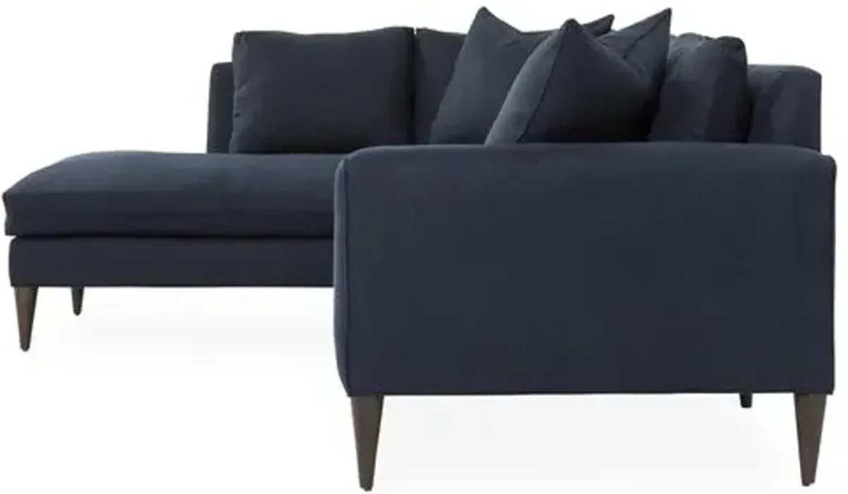 Upton Linen Left-Facing Sectional - Handcrafted - Blue