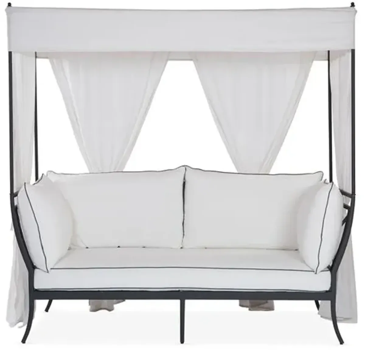 Winterthur Estate Canopy Outdoor Daybed - White/Black - Lane Venture - Comfortable, Sturdy