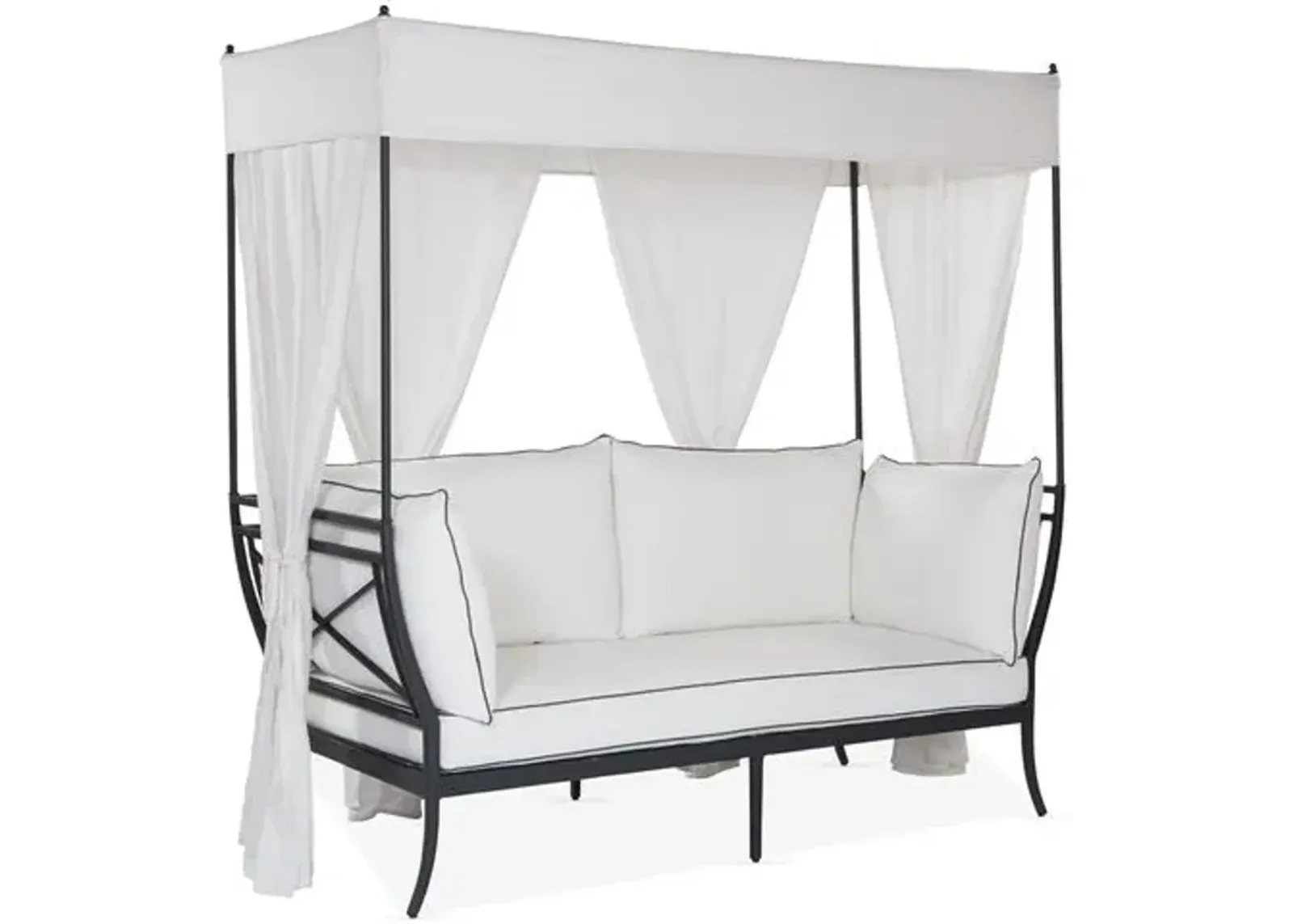 Winterthur Estate Canopy Outdoor Daybed - White/Black - Lane Venture - Comfortable, Sturdy