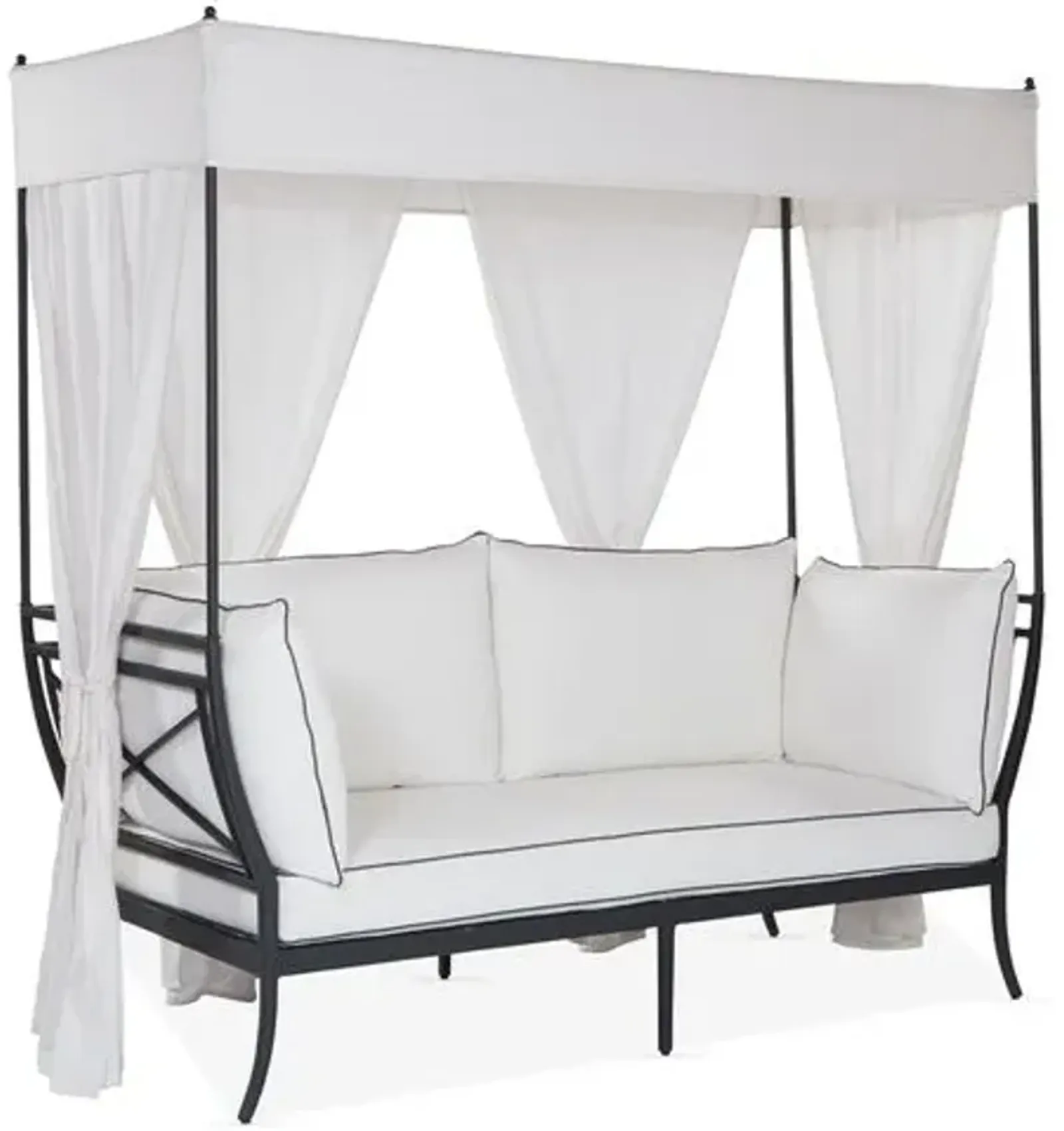 Winterthur Estate Canopy Outdoor Daybed - White/Black - Lane Venture - Comfortable, Sturdy