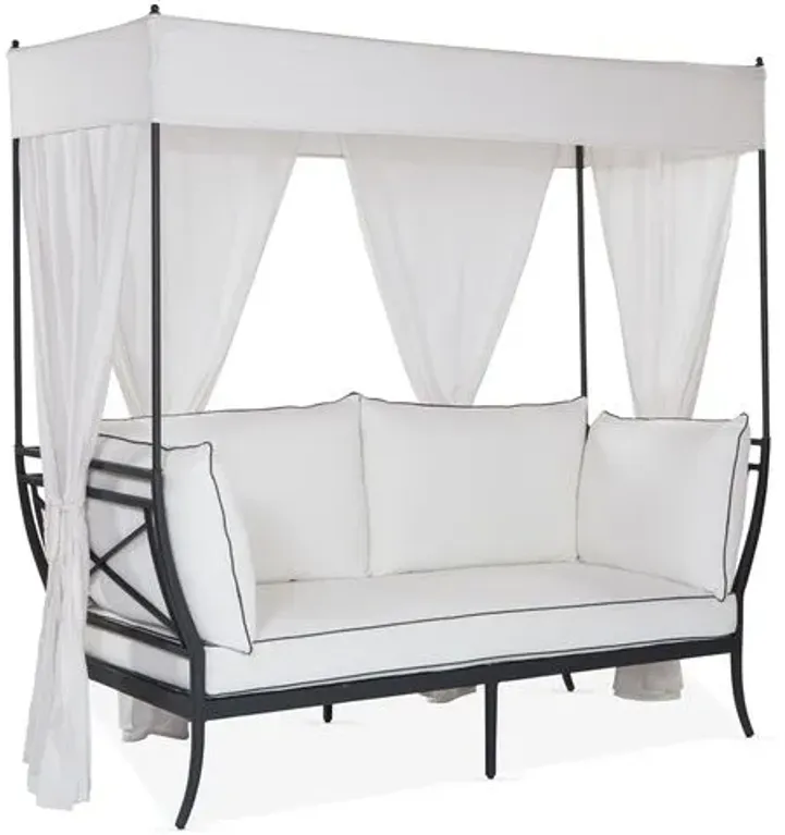 Winterthur Estate Canopy Outdoor Daybed - White/Black - Lane Venture - Comfortable, Sturdy