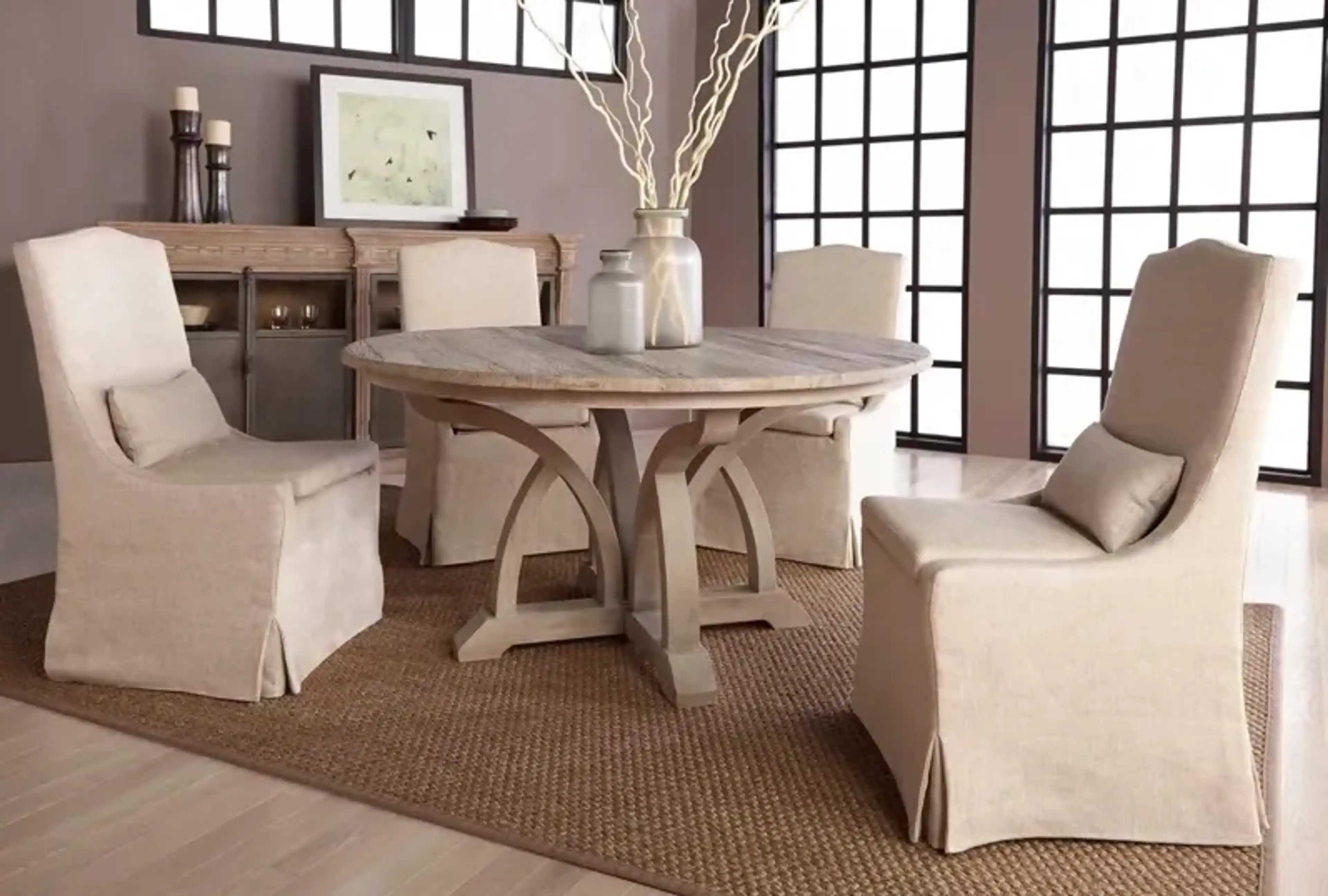 Set Of 2 Adele Slipcover Dining Chairs Bisque Linen Beige One Kings ...