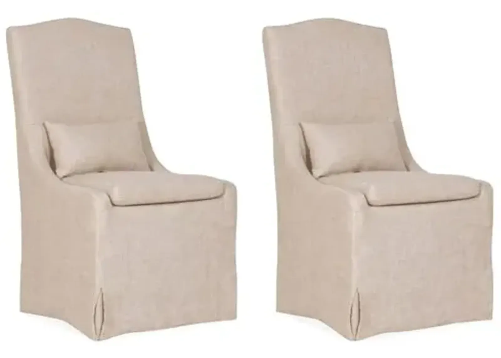 Set of 2 Adele Slipcover Dining Chairs - Bisque Linen - Beige