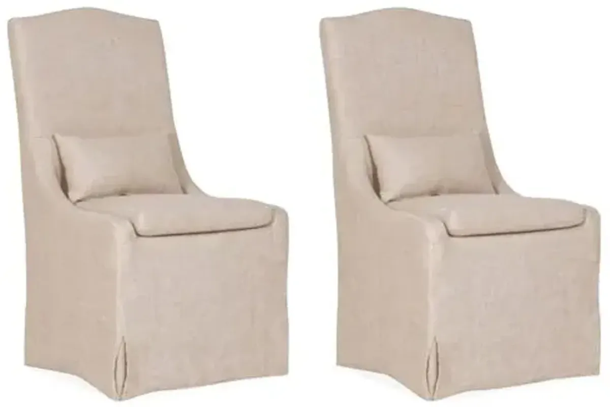 Set of 2 Adele Slipcover Dining Chairs - Bisque Linen - Beige