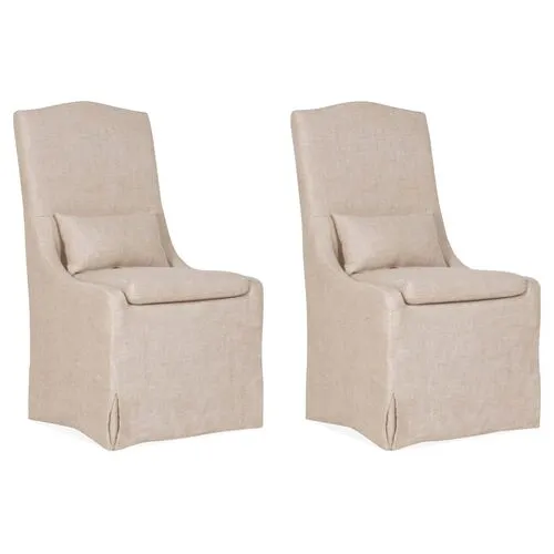 Set of 2 Adele Slipcover Dining Chairs - Bisque Linen - Beige