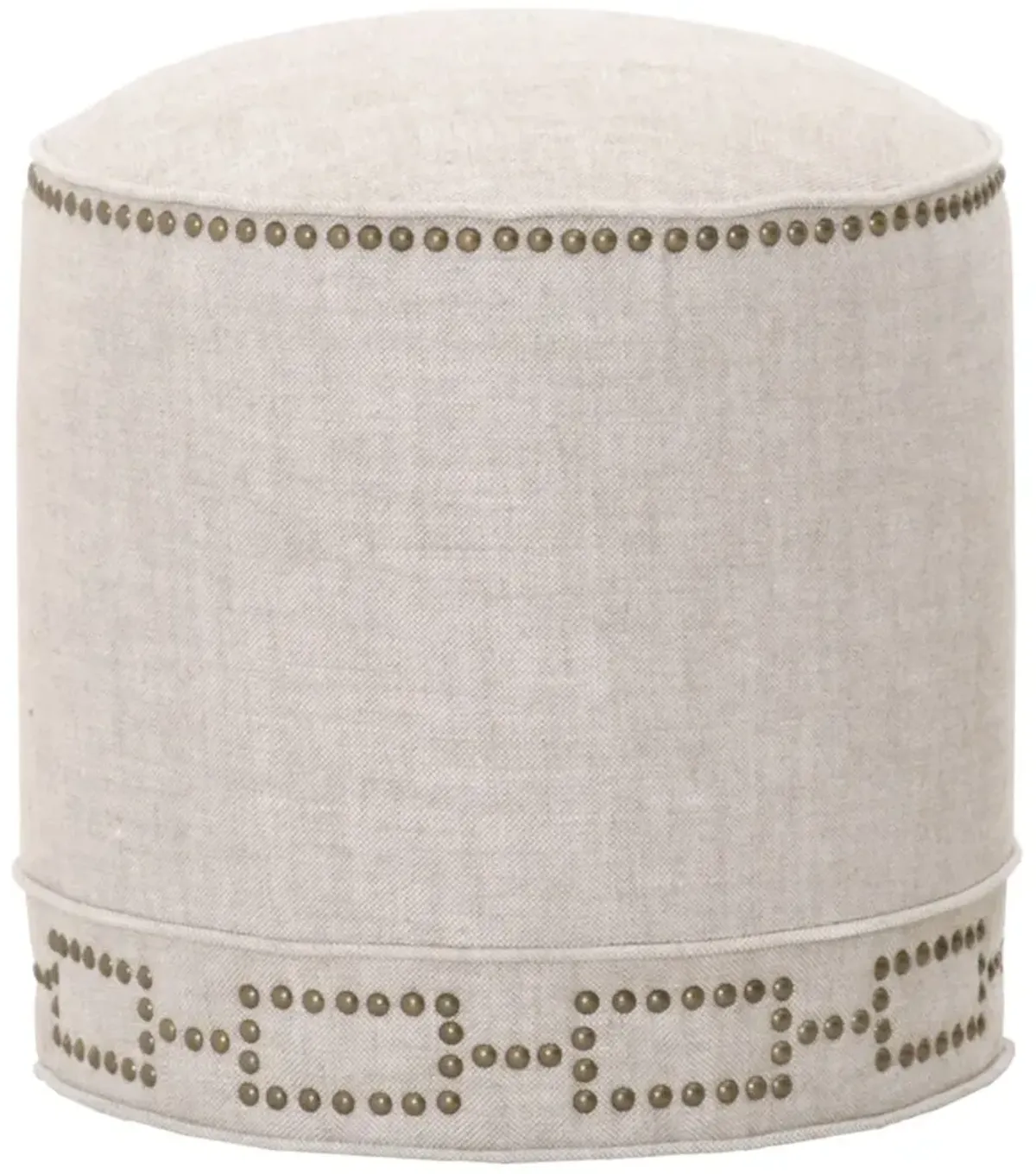 Darci Round Ottoman, Bisque French Linen
