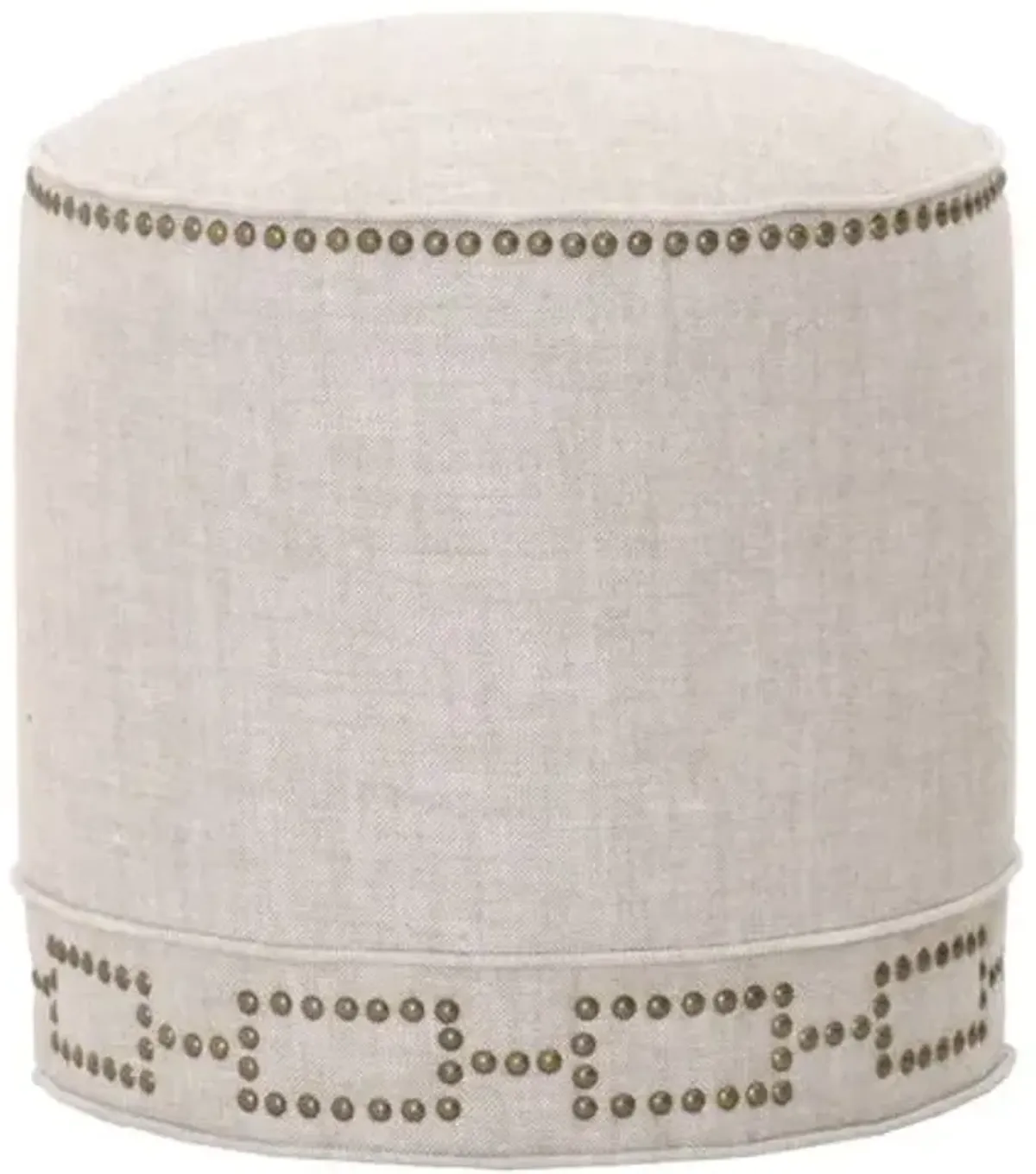 Darci Round Ottoman - Bisque French Linen - Beige