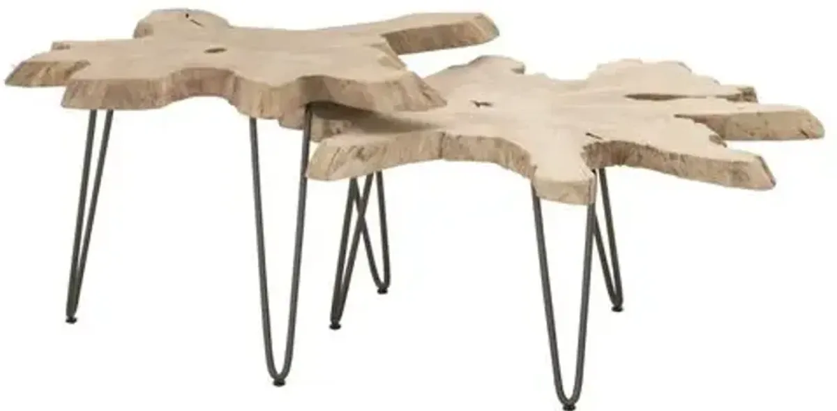 Asst. of 2 Bank Outdoor Nesting Tables - Natural - Beige