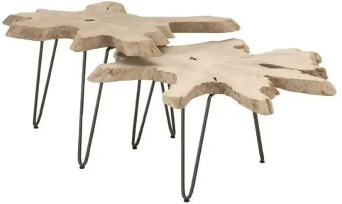 Asst. of 2 Bank Outdoor Nesting Tables - Natural - Beige