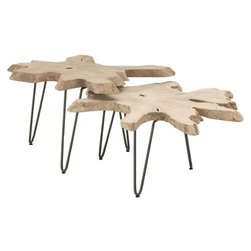 Asst. of 2 Bank Outdoor Nesting Tables - Natural - Beige