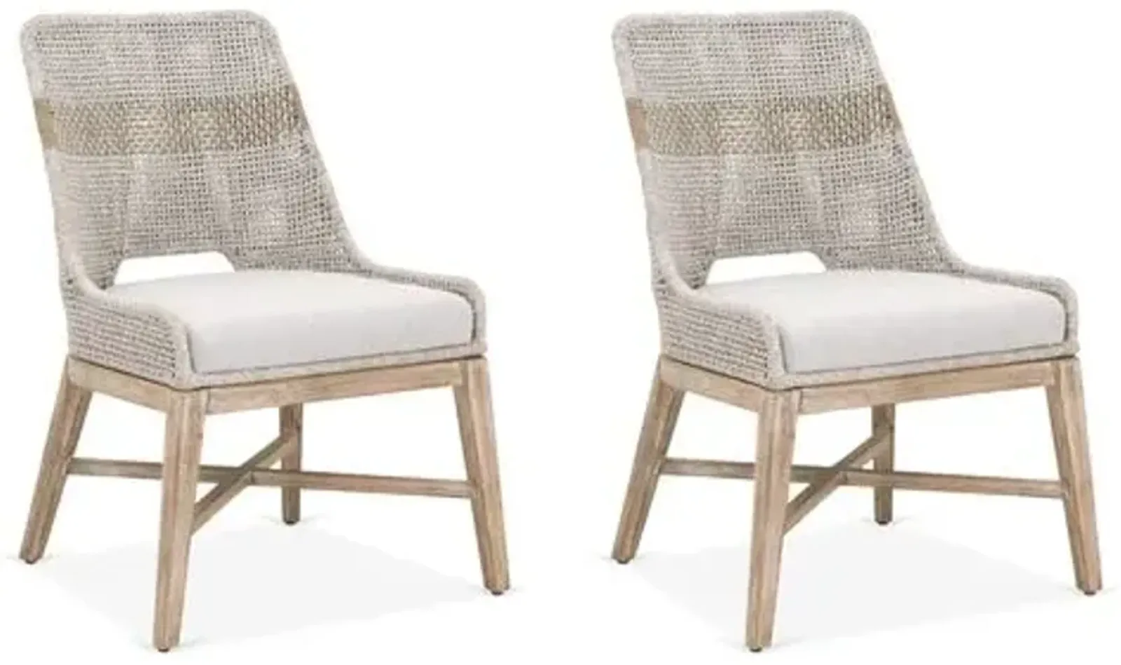 Set of 2 Arras Woven Side Chairs - Taupe/Pumice - Beige