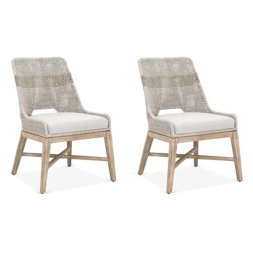 Set of 2 Arras Woven Side Chairs - Taupe/Pumice - Beige