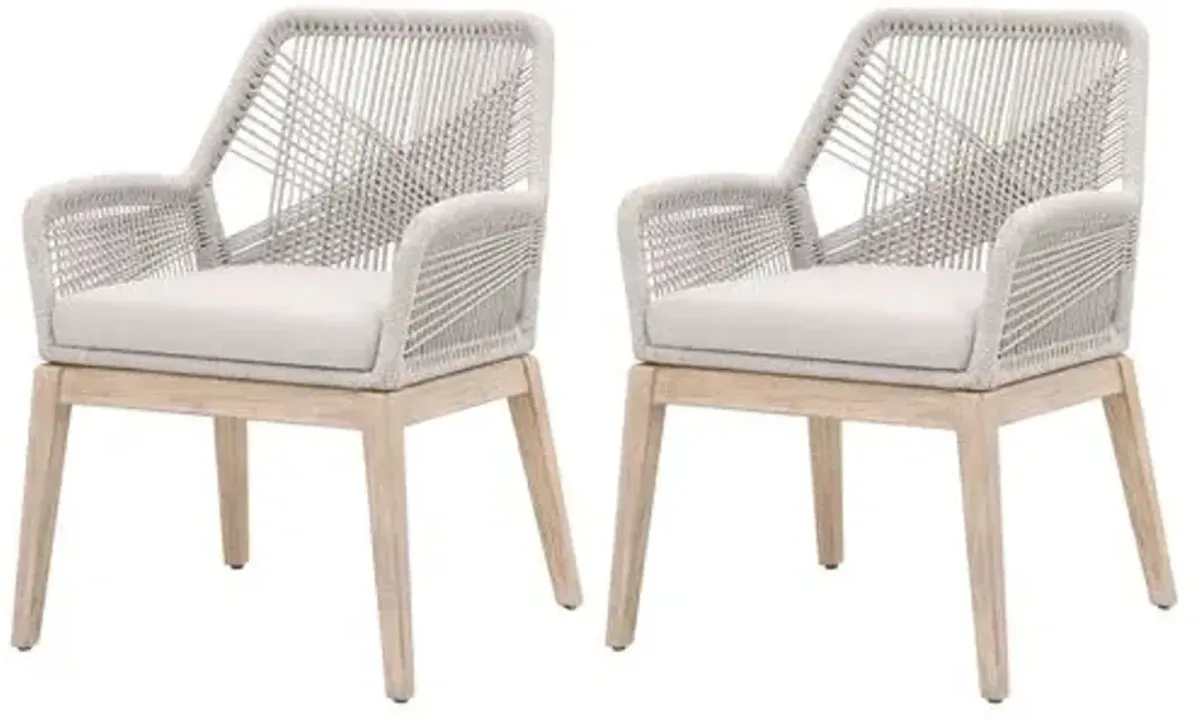 Set of 2 Easton Rope Armchairs - Taupe/Pumice - Gray