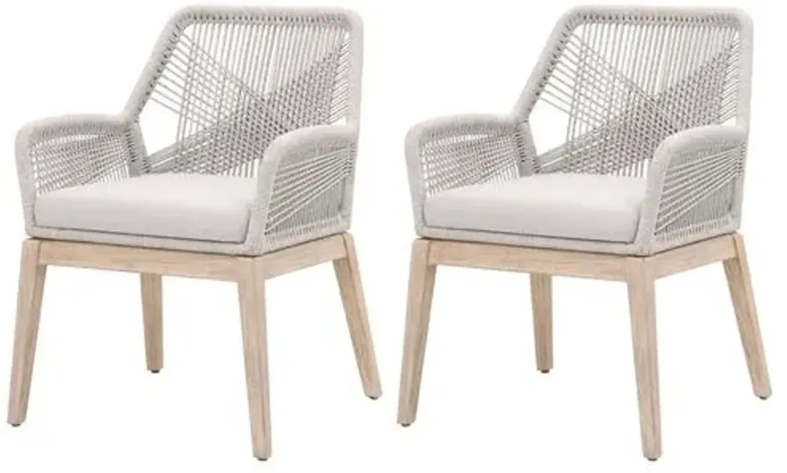 Set of 2 Easton Rope Armchairs - Taupe/Pumice - Gray