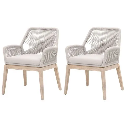 Set of 2 Easton Rope Armchairs - Taupe/Pumice - Gray