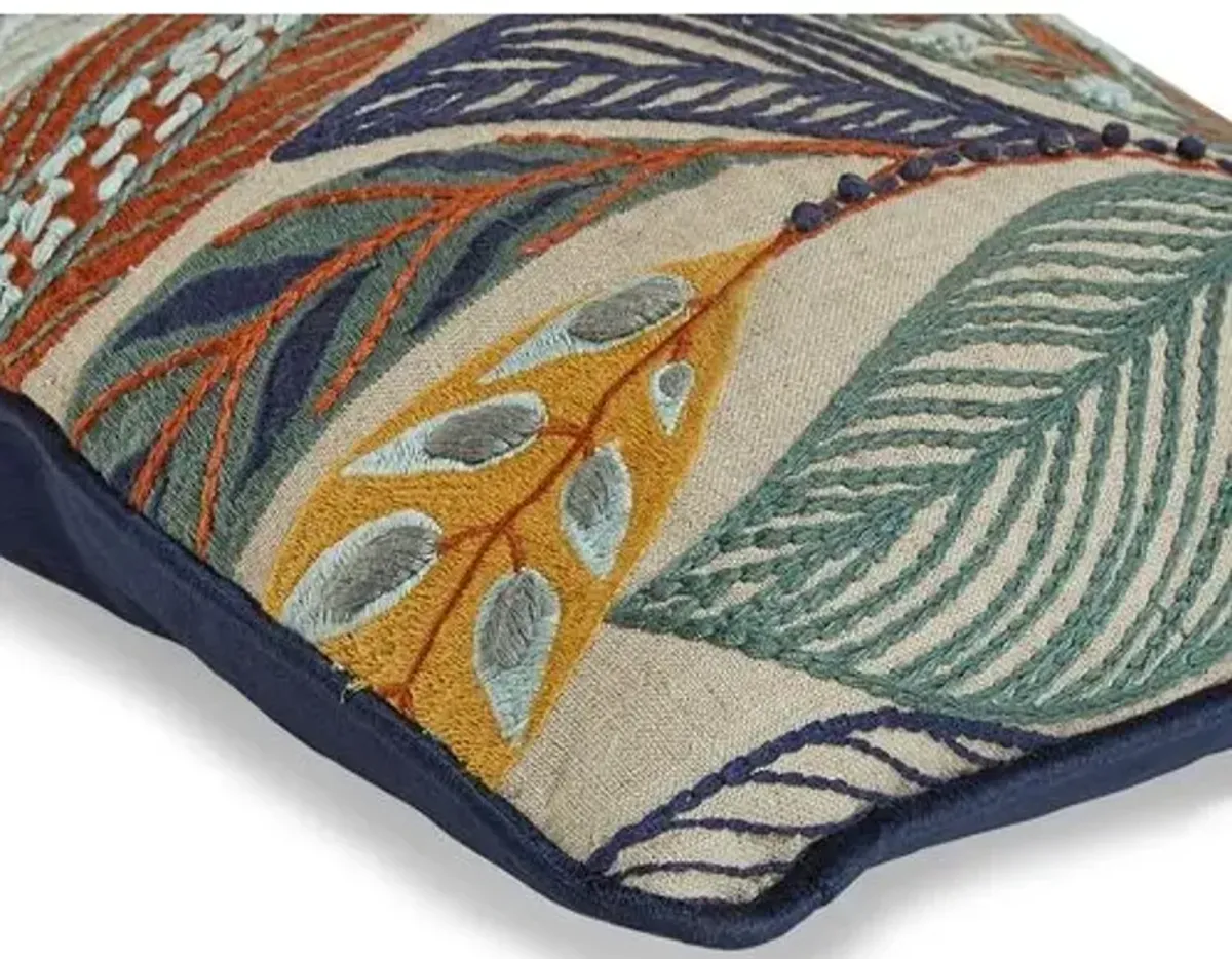 Anabelle Lumbar Pillow - Natural/Leaves Linen - Massoud