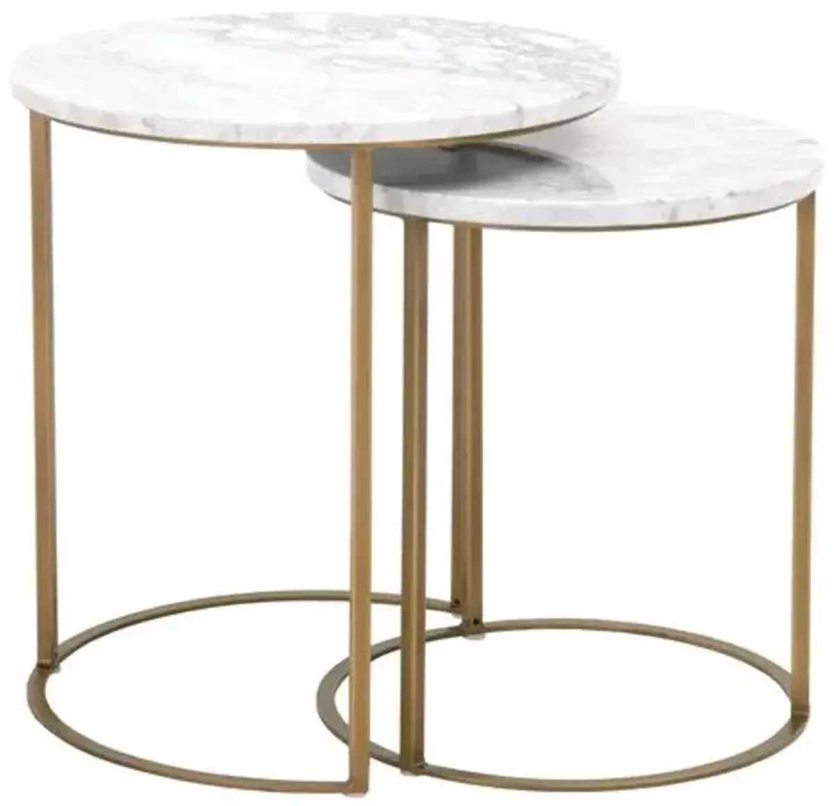 Asst. of 2 Burse Nesting Tables - White/Gold