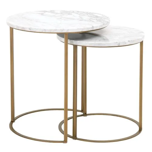 Asst. of 2 Burse Nesting Tables - White/Gold