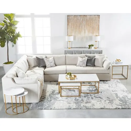 Asst. of 2 Burse Nesting Tables - White/Gold