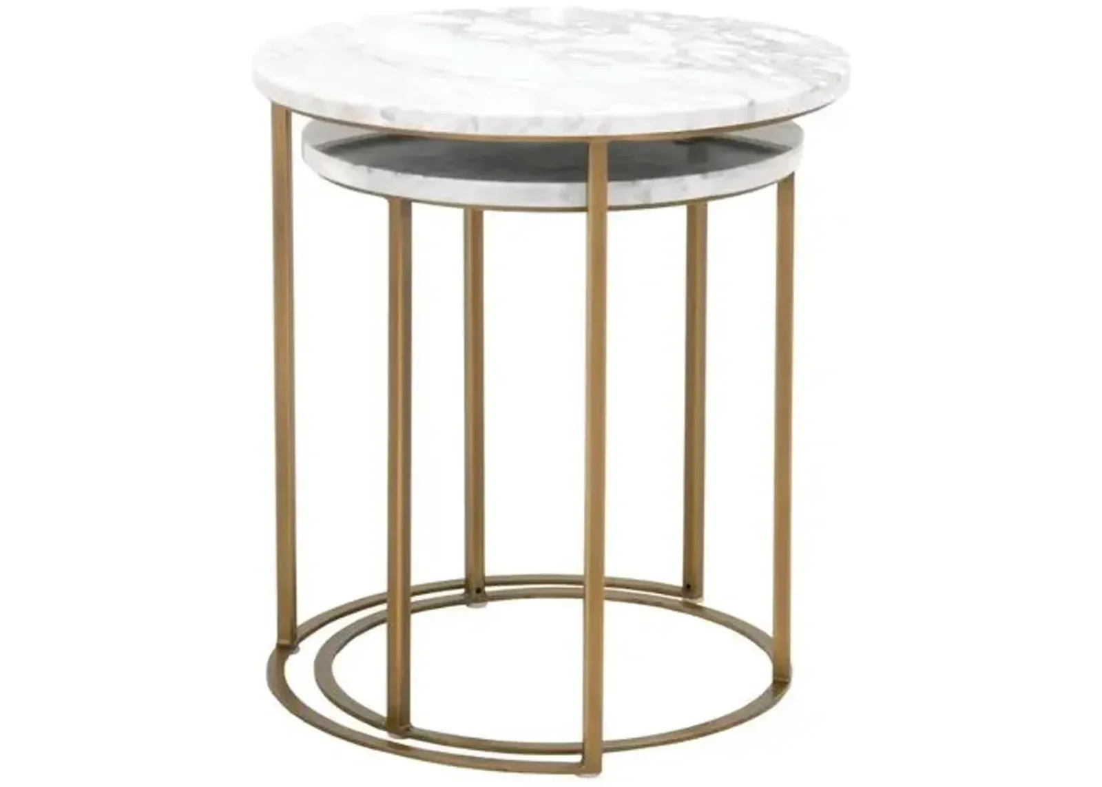 Asst. of 2 Burse Nesting Tables - White/Gold