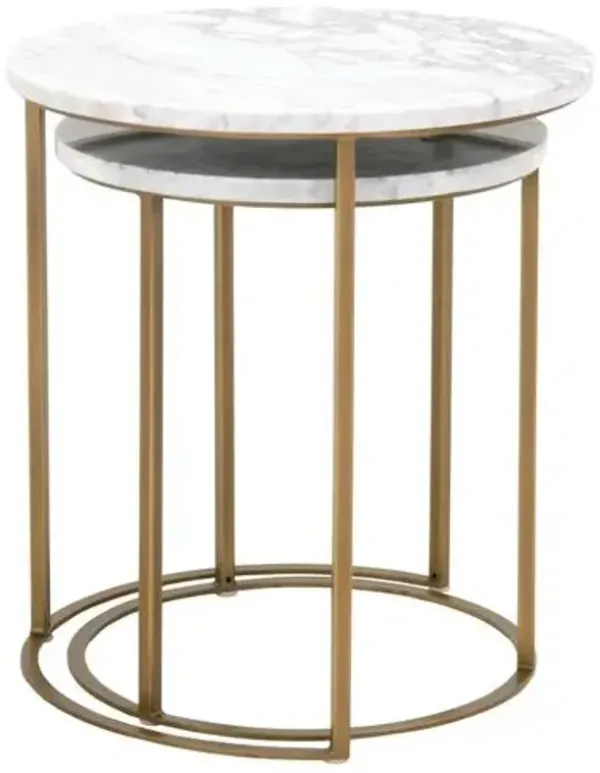 Asst. of 2 Burse Nesting Tables - White/Gold
