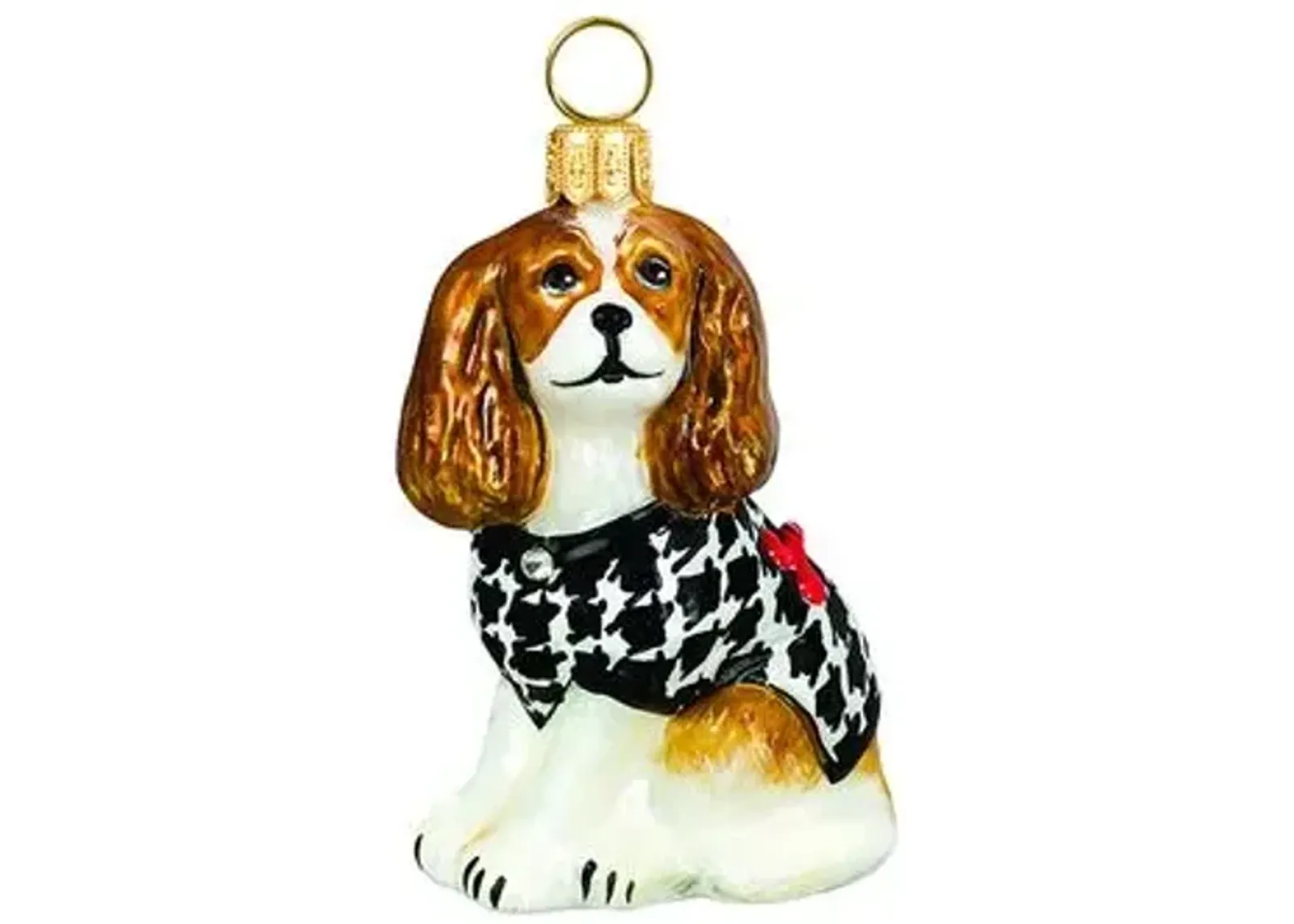 Cavalier King Blenheim Ornament - White/Tan - Handcrafted