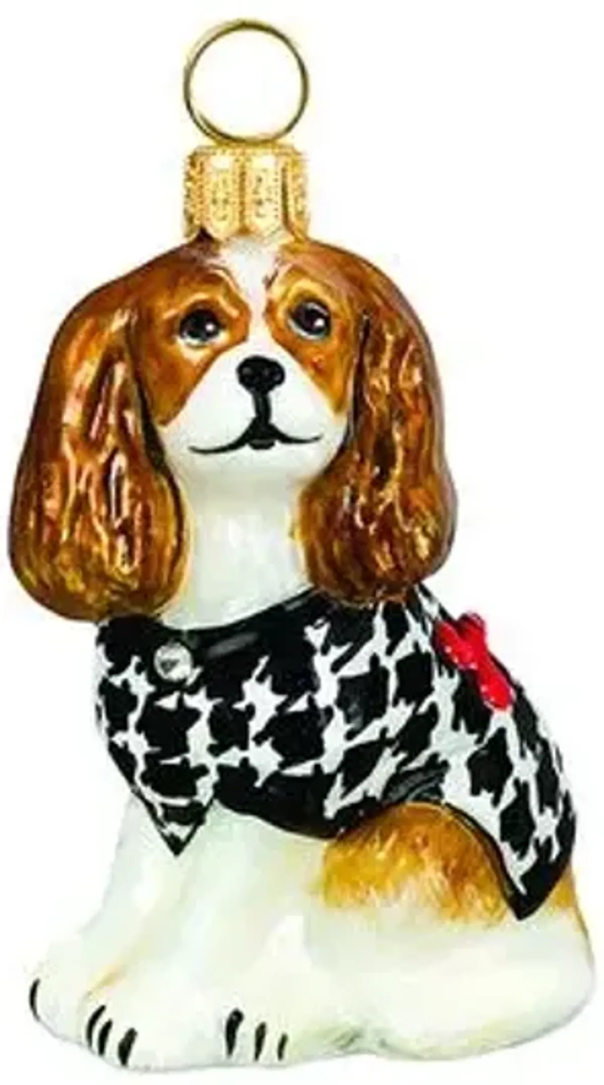 Cavalier King Blenheim Ornament - White/Tan - Handcrafted