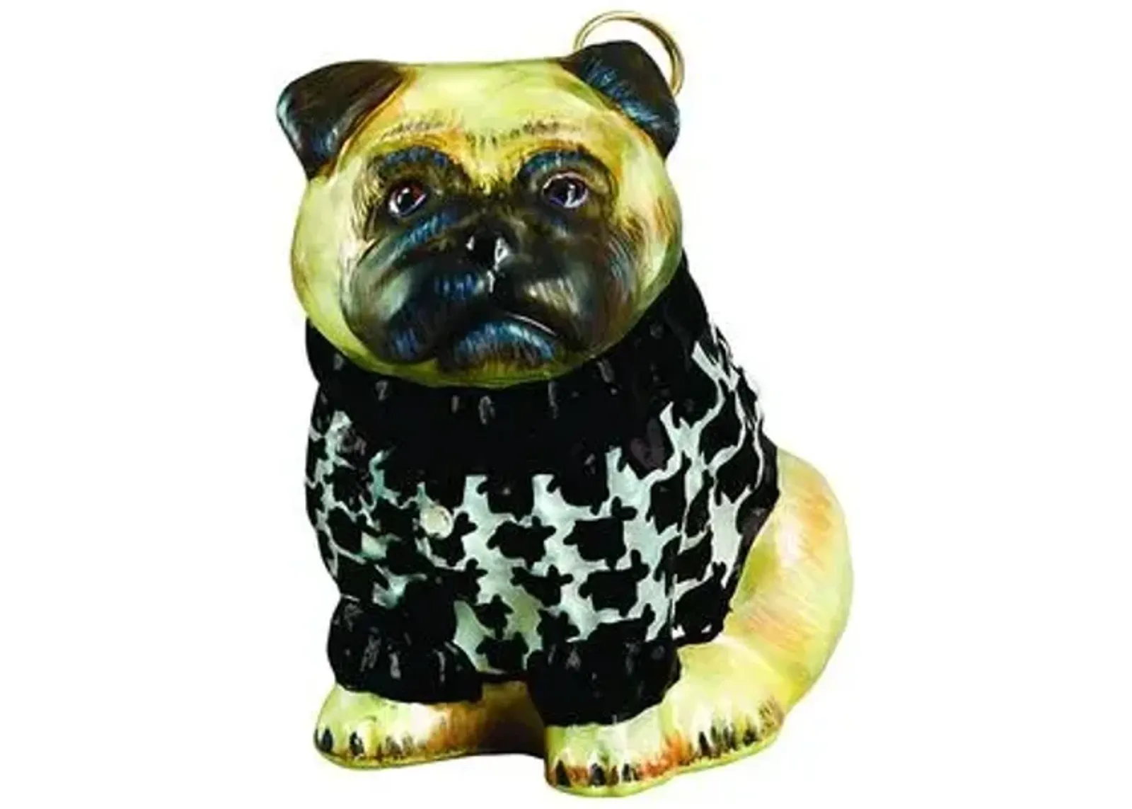 Pug Ornament - Yellow/Black - Handcrafted