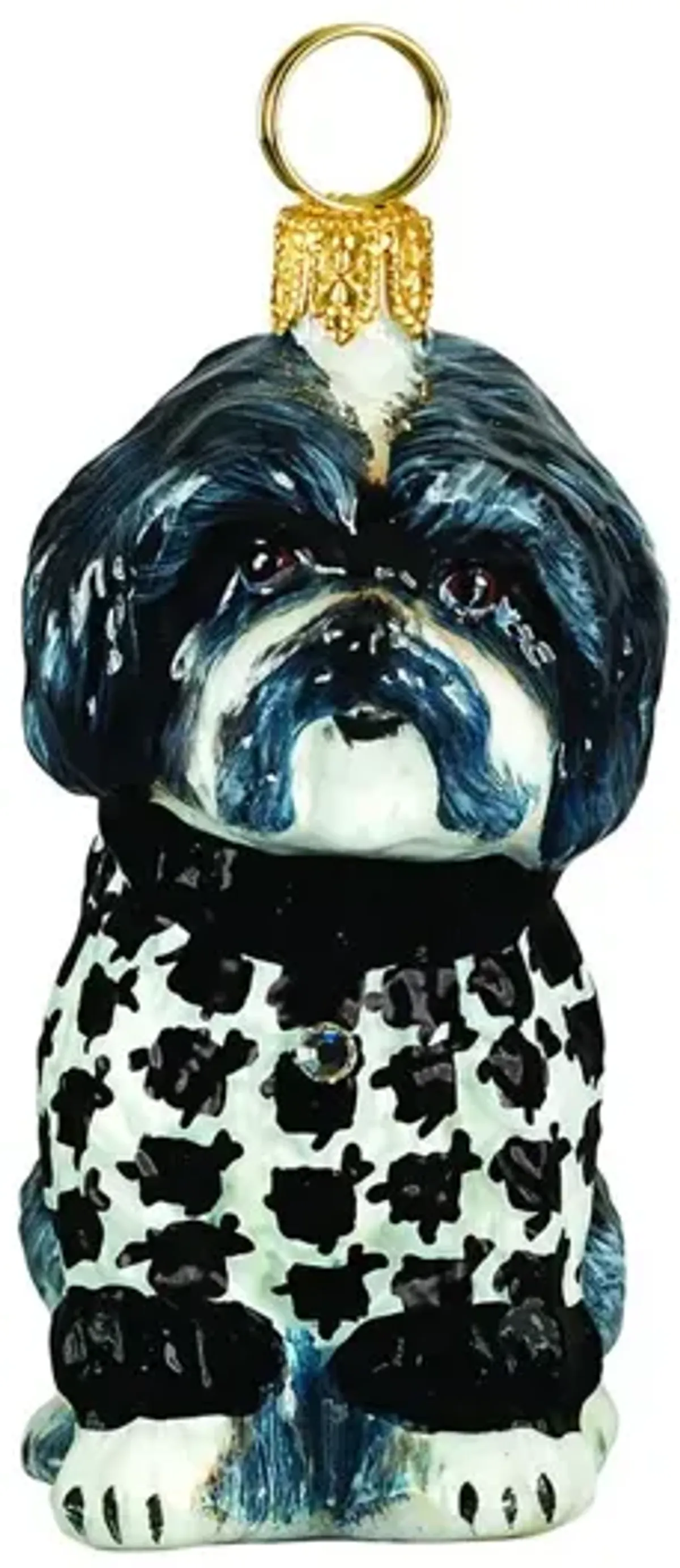 Millie Shih Tzu Ornament, Black/White
