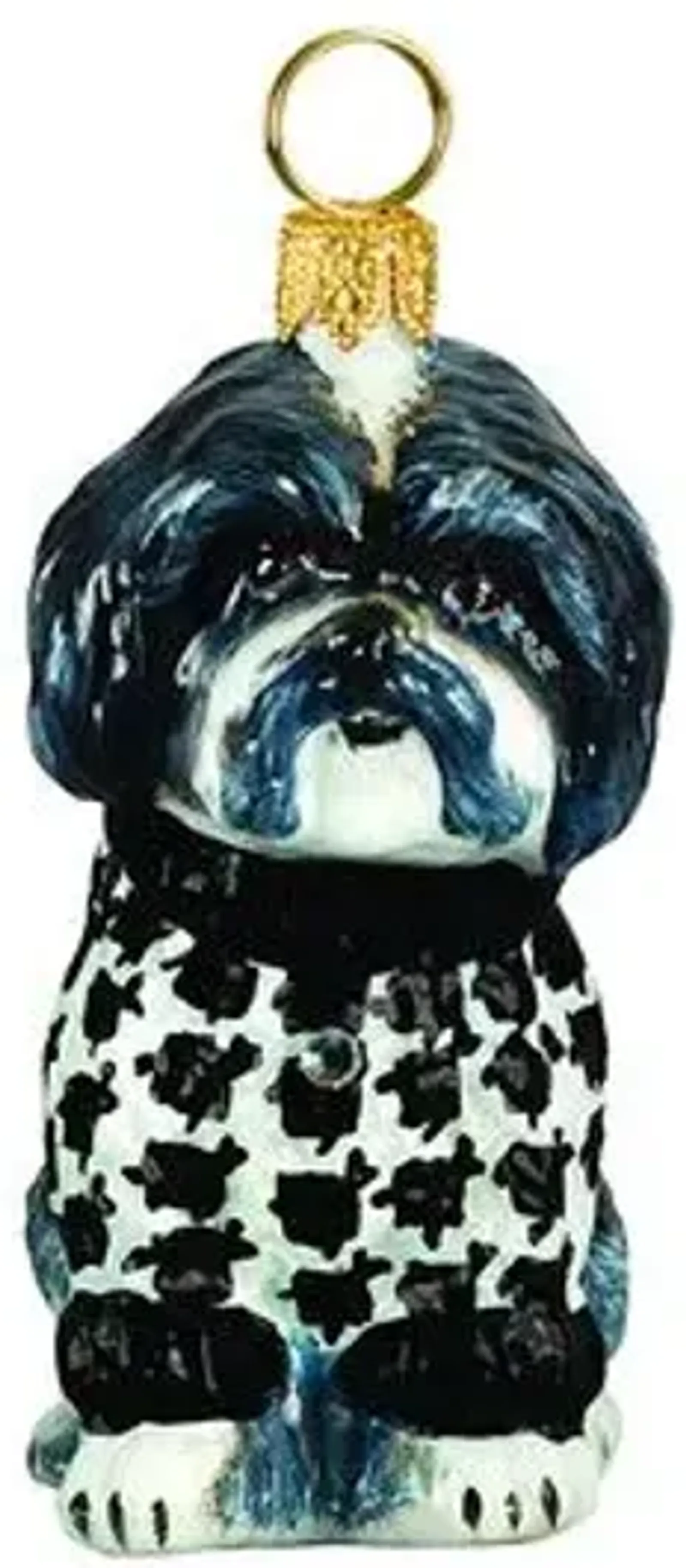 Millie Shih Tzu Ornament - Black/White - Handcrafted