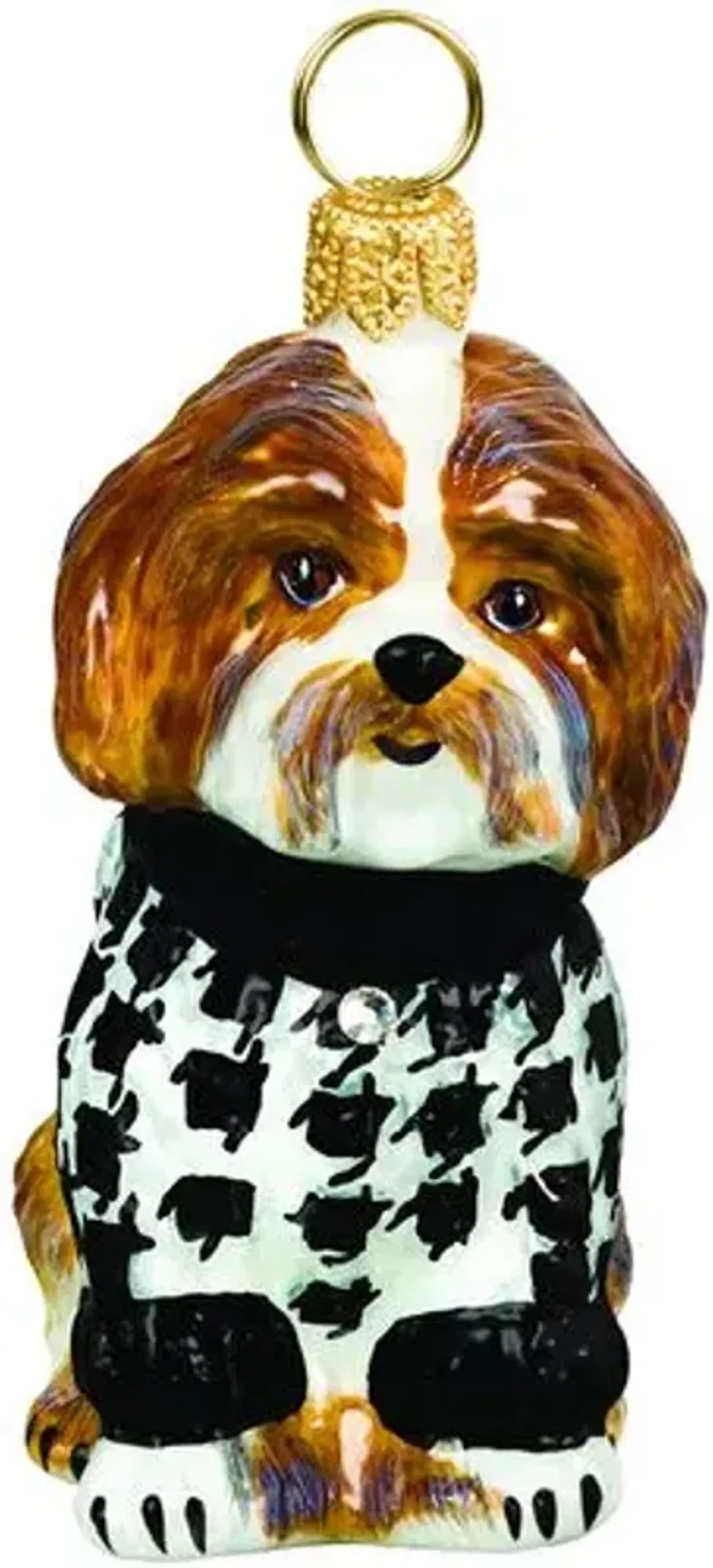 Lucie Shih Tzu Ornament - Black/White - Handcrafted