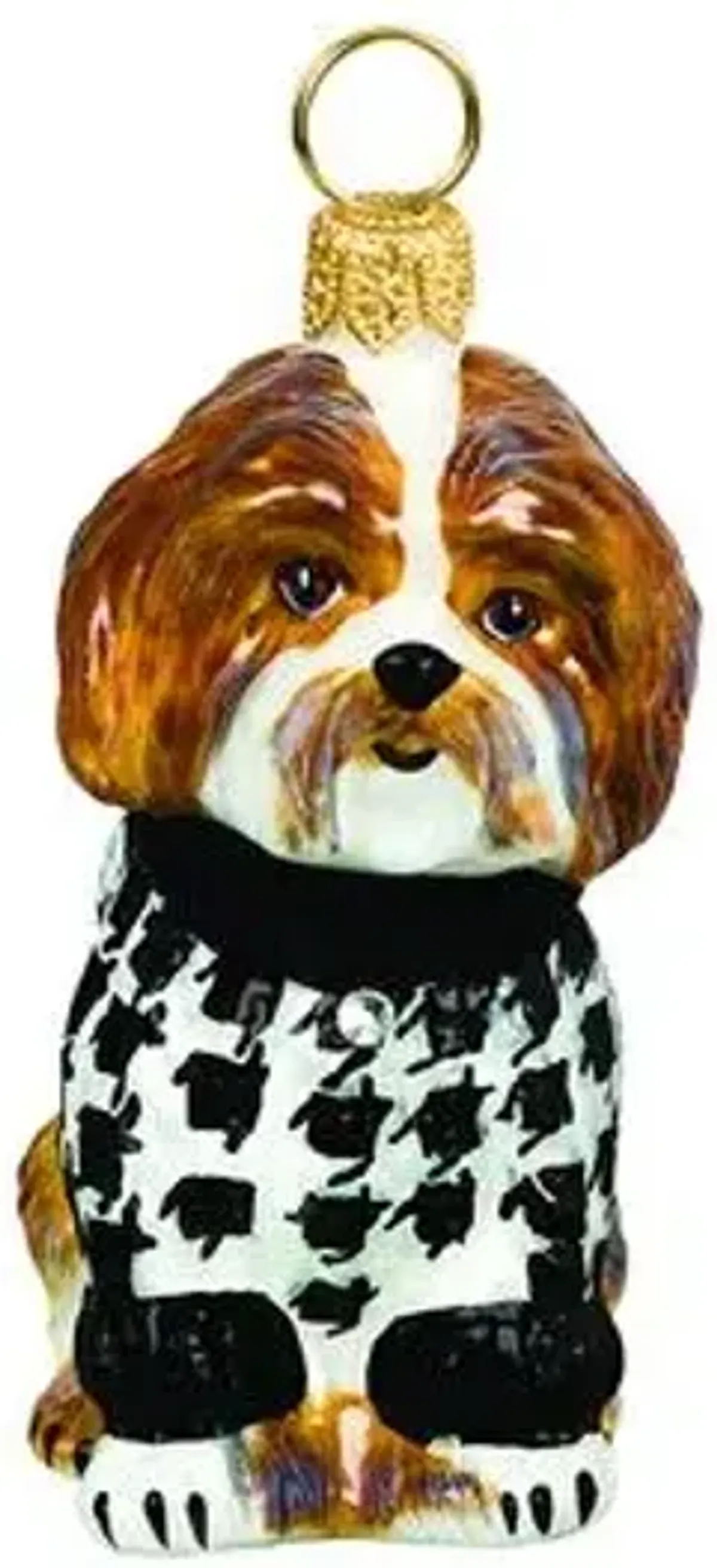 Lucie Shih Tzu Ornament - Black/White - Handcrafted