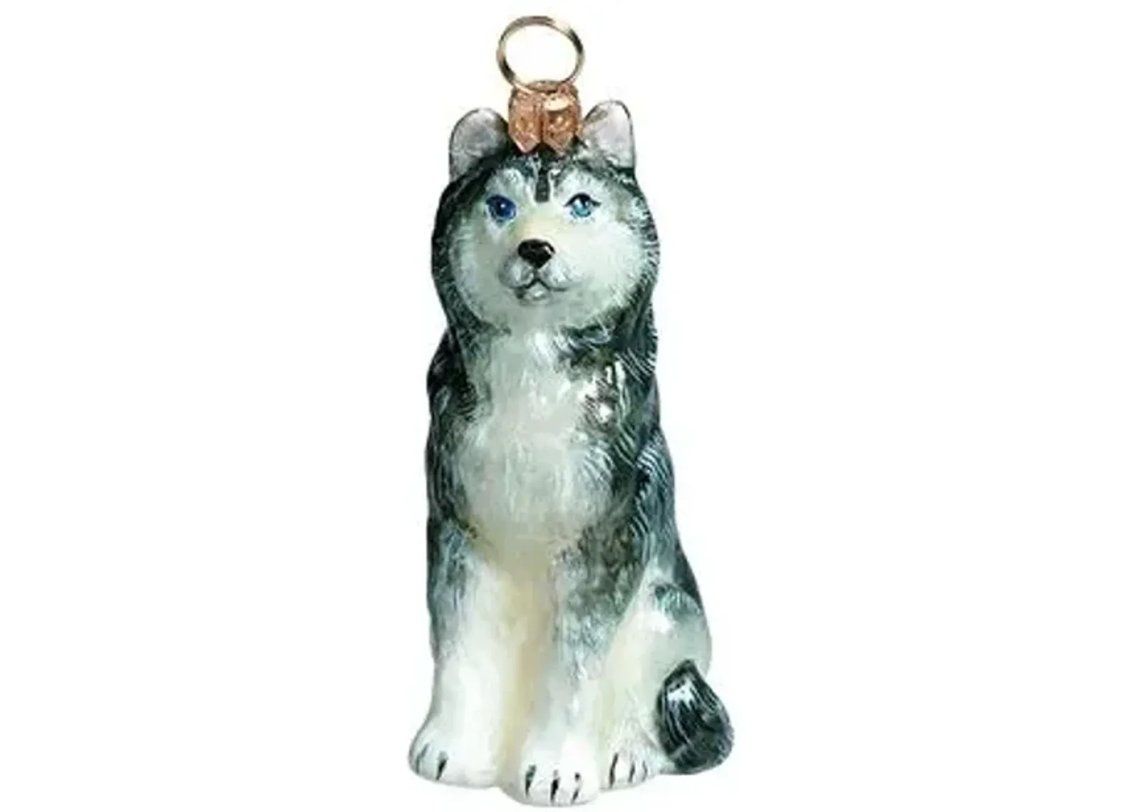 Siberian Husky Ornament - Gray/White - Handcrafted